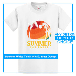 Personalised Summer White Tee With Your Own Design Print On Front